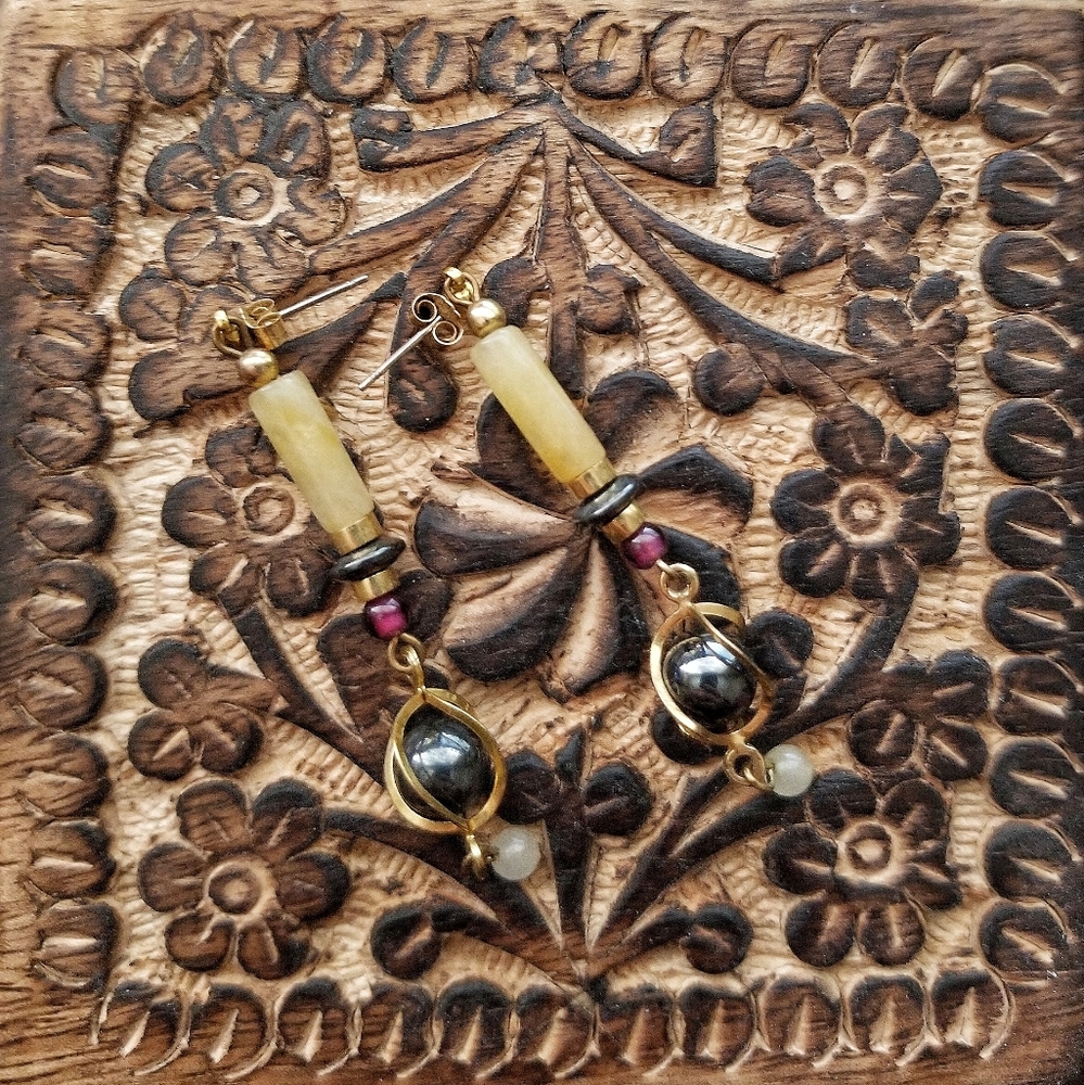 Beaded dangle stud earrings